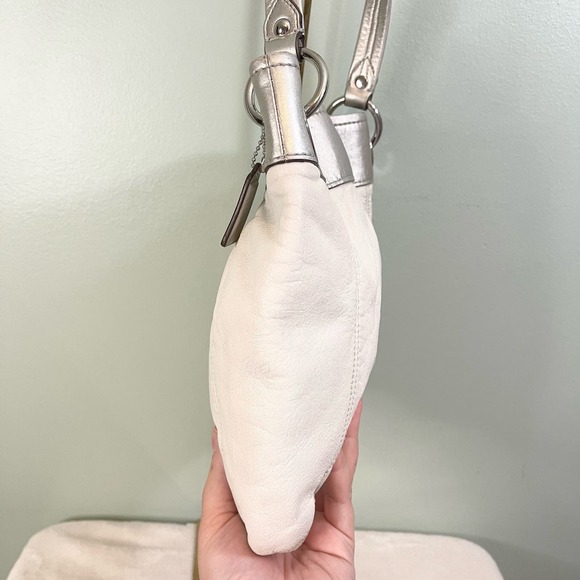 Vintage Coach Ashley White Silver Leather Convertible Crossbody Shoulder Handbag - Picture 6 of 15